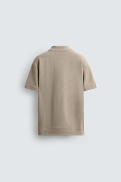 ZARA ПОЛО ИЗ РЕЛЬЕФНОЙ ТКАНИ, РЫЖЕВАТО-КОРИЧНЕВЫЙ