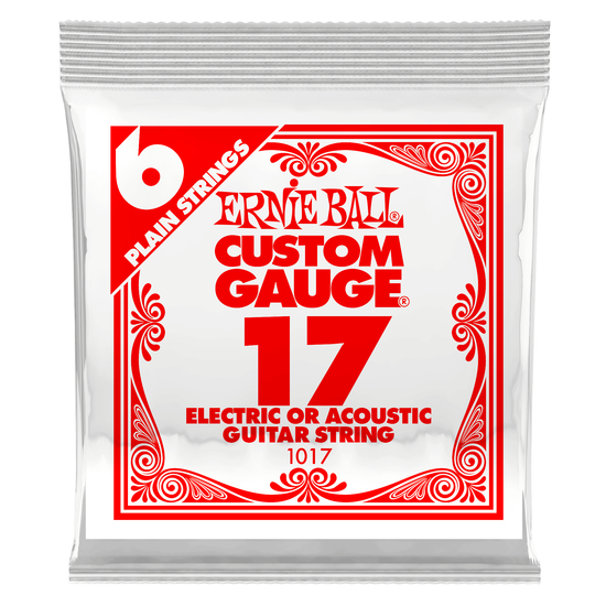 Струна одиночная для акустической и электрогитары ERNIE BALL 1017 Plain Steel .017