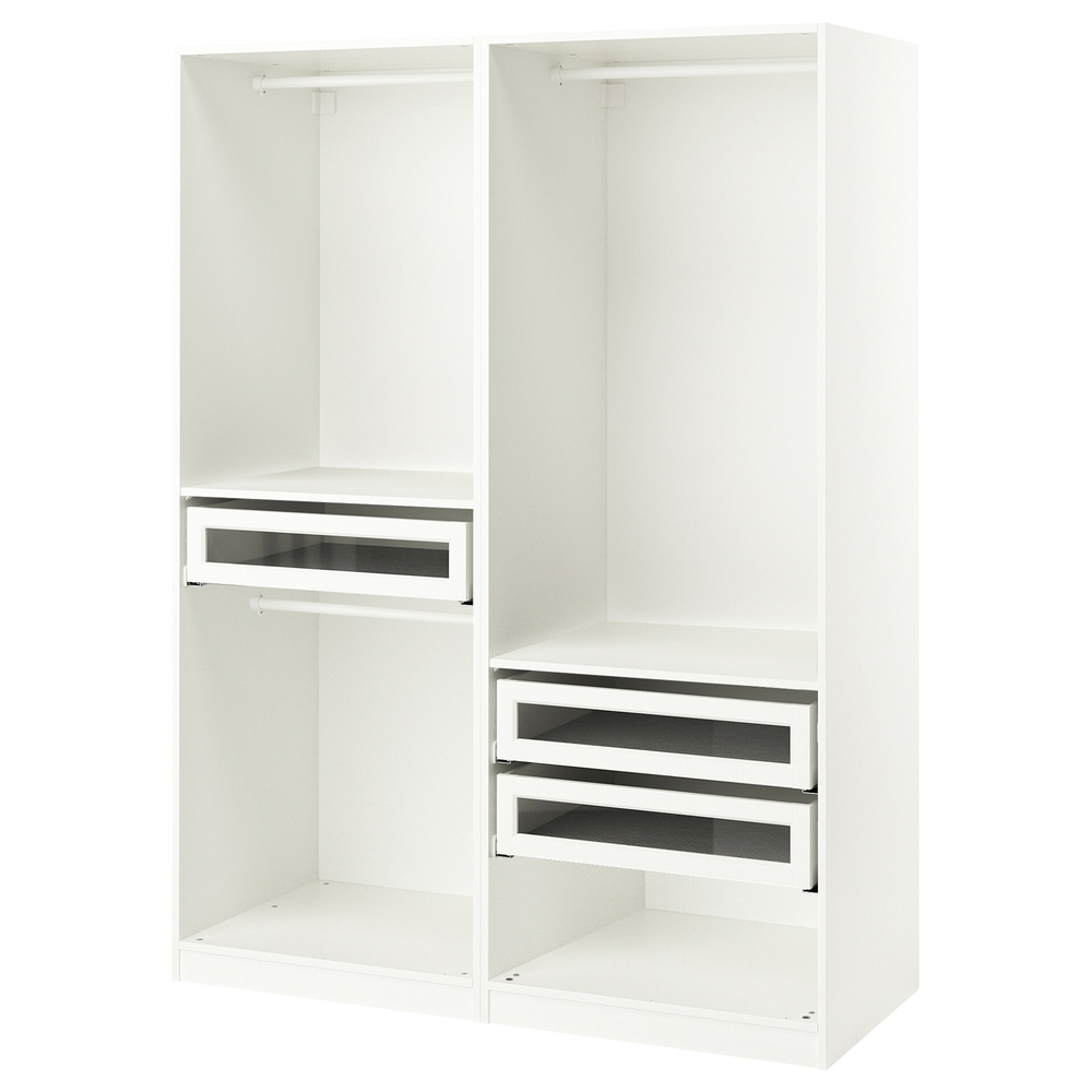 Гардероб PAX IKEA с 3 ящиками (комбинация) 150x58x201 см (белый) 150*58*201 см, Белый   Фиеста