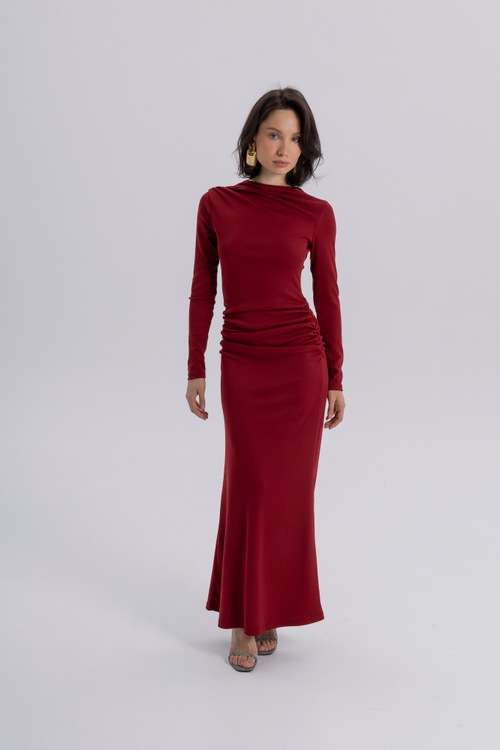 Платье драпировка вишня