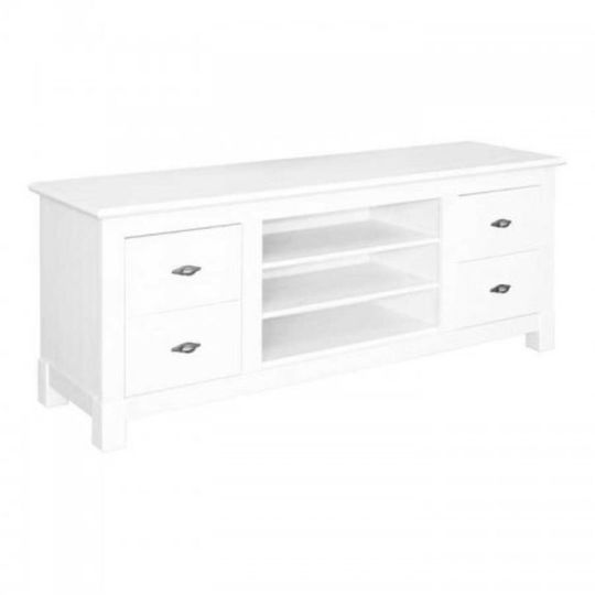 Тумба под телевизор напольная белая Рауна (белый воск), 149x60x42 см