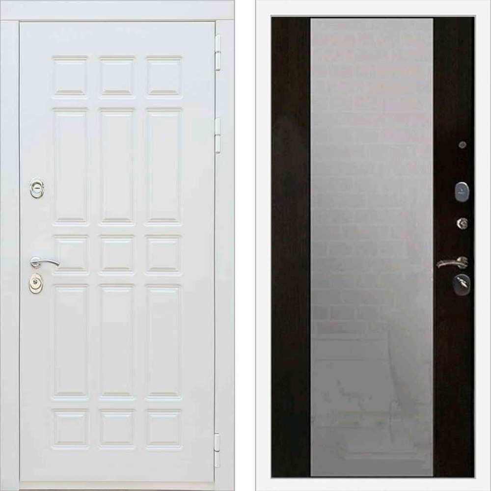 Входная металлическая белая дверь с зеркалом RеX (РЕКС) 8 Силк сноу / СБ-16 Венге 20мм