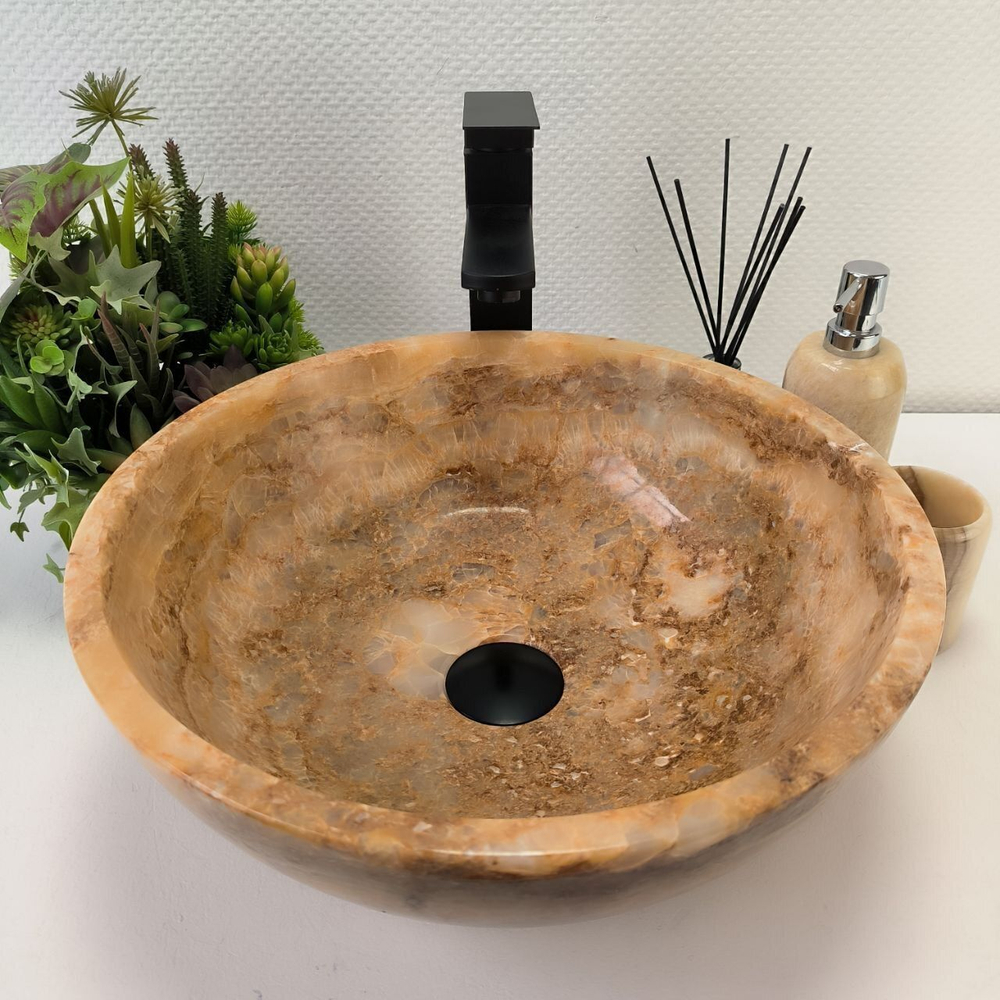 Каменная раковина из оникса Bowl Yellow Small TinLip BO-02892 (40*40*15) 140