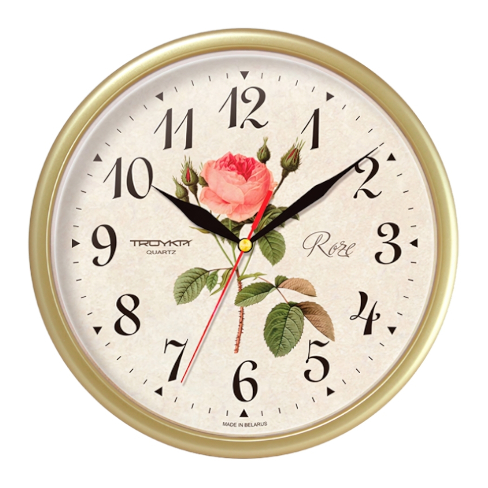 Часы настенные, модель 09, D 225 мм, стекло пластик, пластиковый обод, цвет-золото