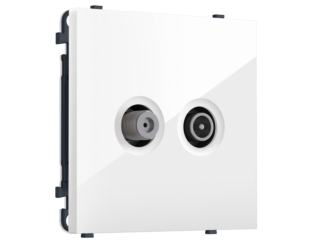 MS113310 Комплект механизма розетки TV оконечной + SAT SIGMA Белый глянец 5-862MHz 3.5dB/950-2150MHz 3.8dB QUANT PRO (SP1133, PR217)