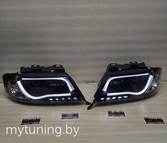 Передние фары led tube lights black для Audi A6 C5