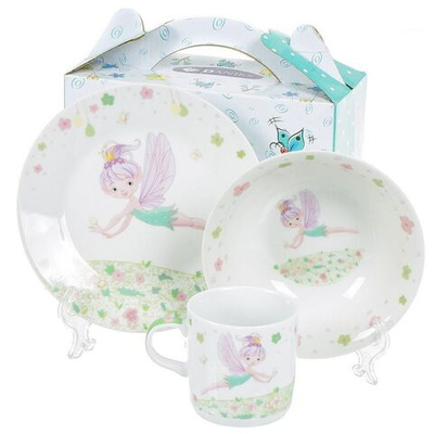 Набор посуды керам, 3 шт, Феечка, тар 17.5см,сал 15см,круж 230мл, Daniks, C644