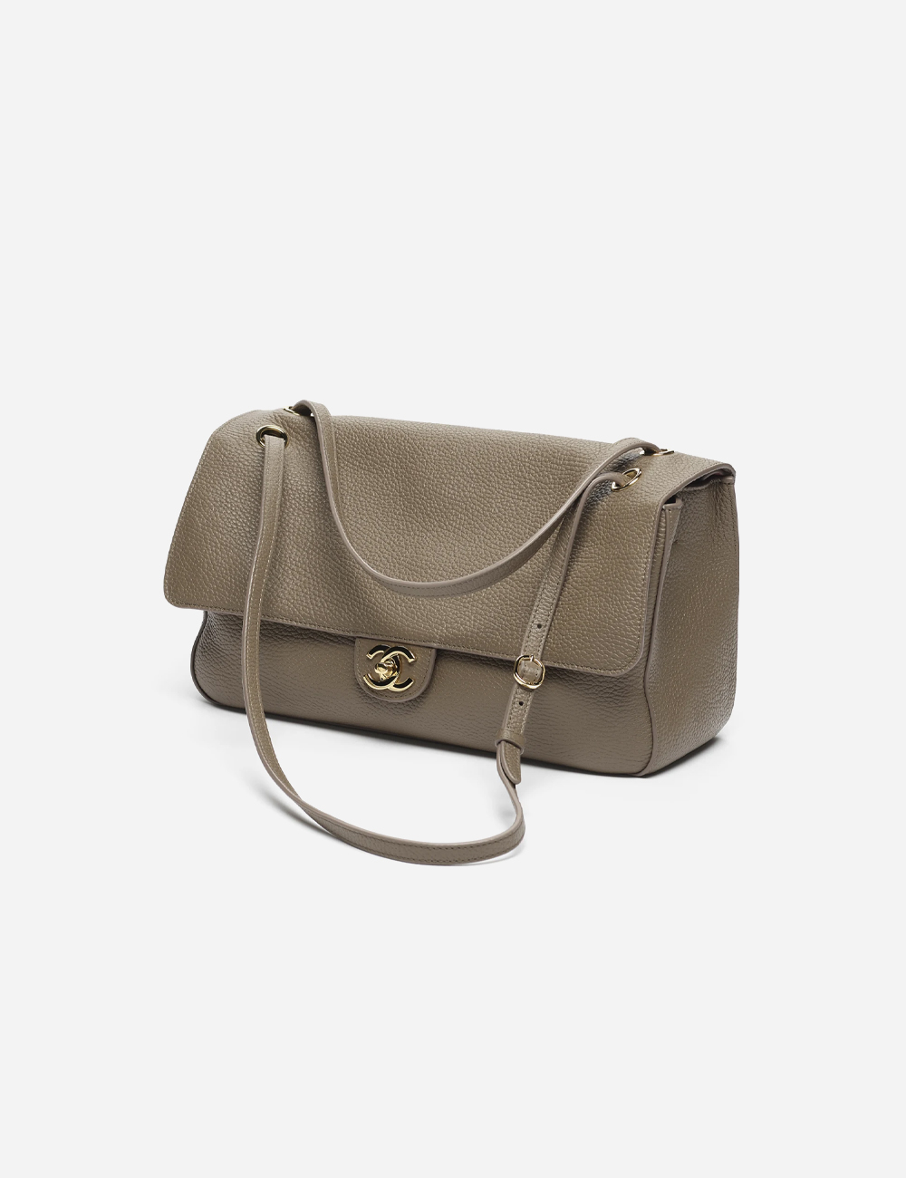 Сумка Chanel Maxi Flapbag Grained Calfskin & Gold-Tone Metal "Dark Khaki"