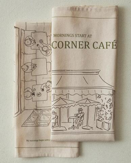 ZARA HOME НАБОР КУХОННЫХ ПОЛОТЕНЕЦ С ПРИНТОМ (НАБОР ИЗ 2 ШТ.), КОРИЧНЕВЫЙ