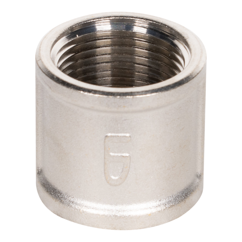 Муфта прямая LD DN20 внутренняя резьба, латунь никелированная