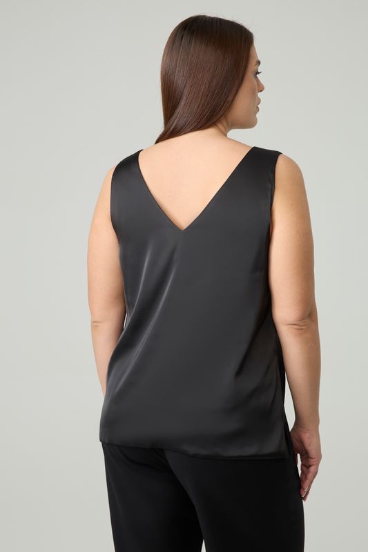 Топ двухслойный на широких бретелях, черный