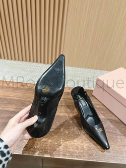 Женские туфли Miu Miu черного цвета из натуральной кожи
