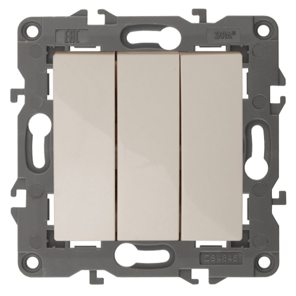 14-1107-02 ЭРА Выключатель тройной, 10АХ-250В, IP20, Эра Elegance, сл.кость