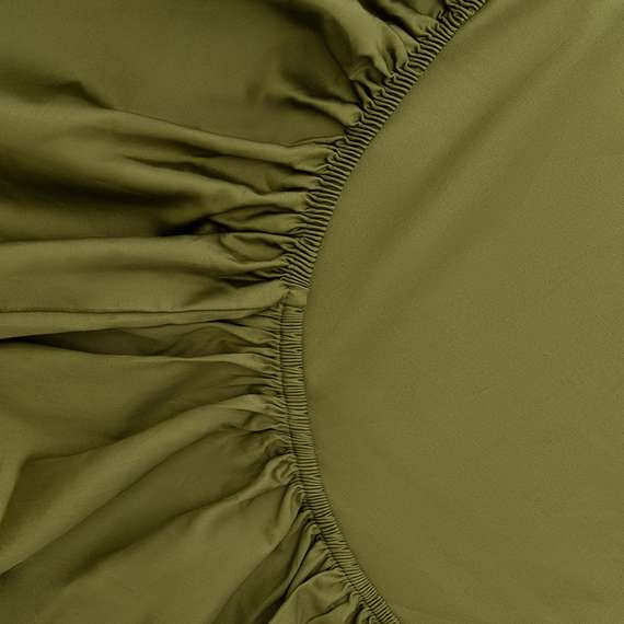 Простыня на резинке из сатина из коллекции meditation, olive, 160х200х30 см