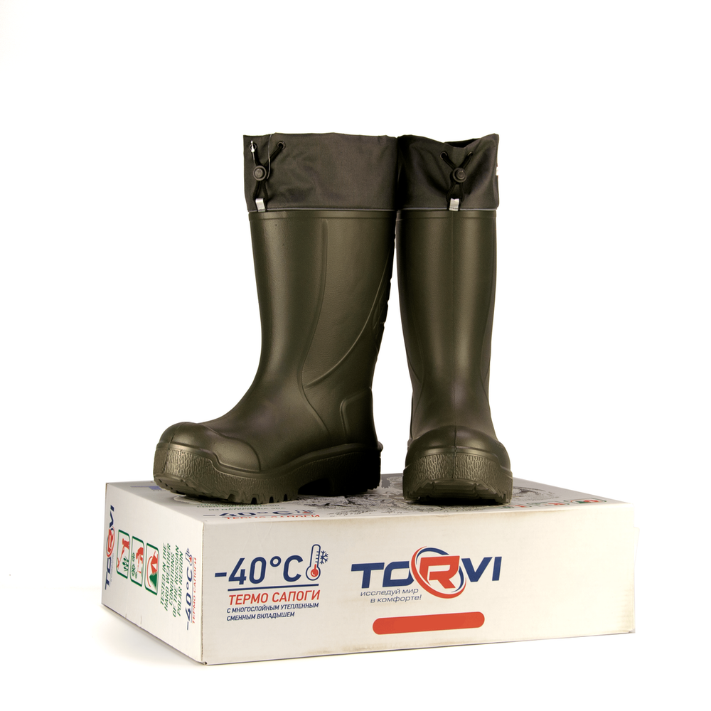 Сапоги зимние из ЭВА Torvi "Буран" -40С (4-слойный меховой вкладыш), Олива