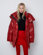 Пуховик со съемным капюшоном из нейлона Монклер томат