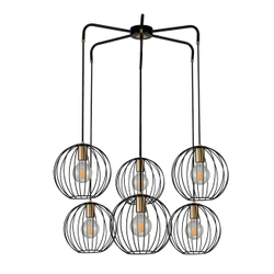 Подвесной светильник 6x60Вт E27, металл, чёрный/бронза