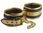 Черно-золотистые оковы из кожи (Цвет: черный с золотистым)