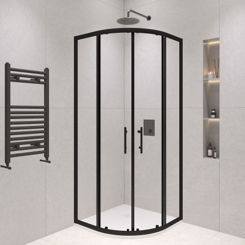 Душевой уголок полукруглый, стеклянный с раздвижными дверями на роликах - RGW PA-51B (Прозрачное, 900x900)