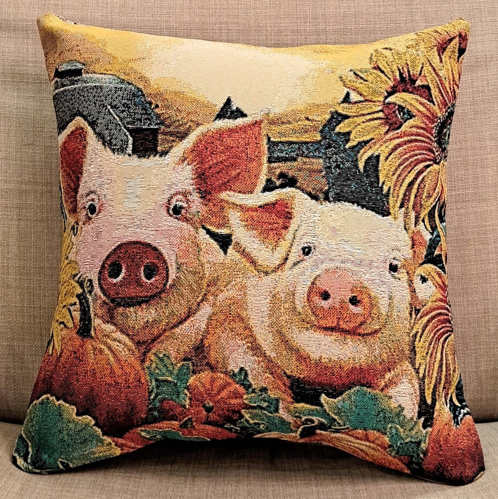 Декоративный гобеленовый чехол для интерьерной подушки На хуторе 38*38