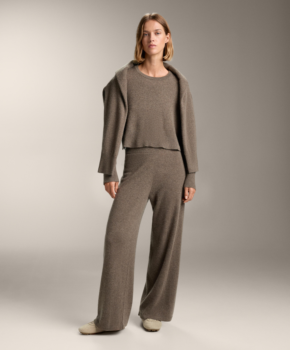 OYSHO Брюки прямого кроя из 100% кашемира, серо-коричневый