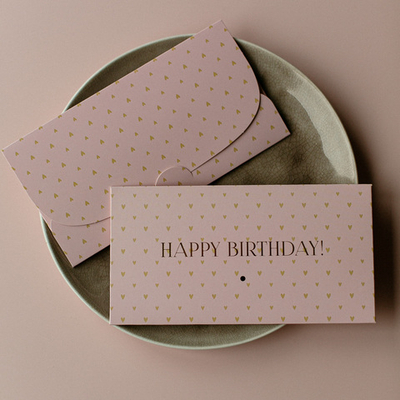 D-507 "Happy birthday!" конверт c золотым тиснением (5 штук в упак)