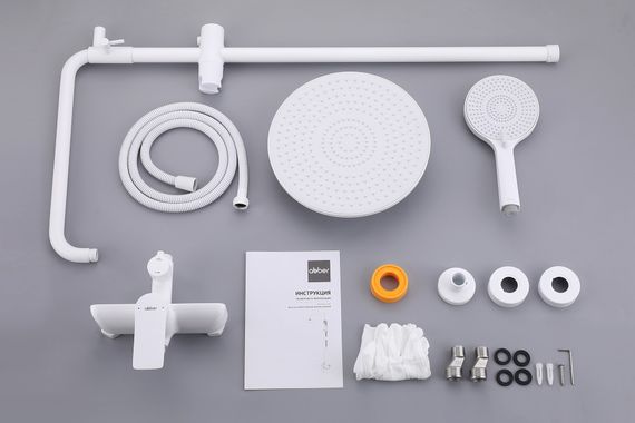 Душевая стойка ABBER Weiss Insel AF8020FWL без излива, белый матовый