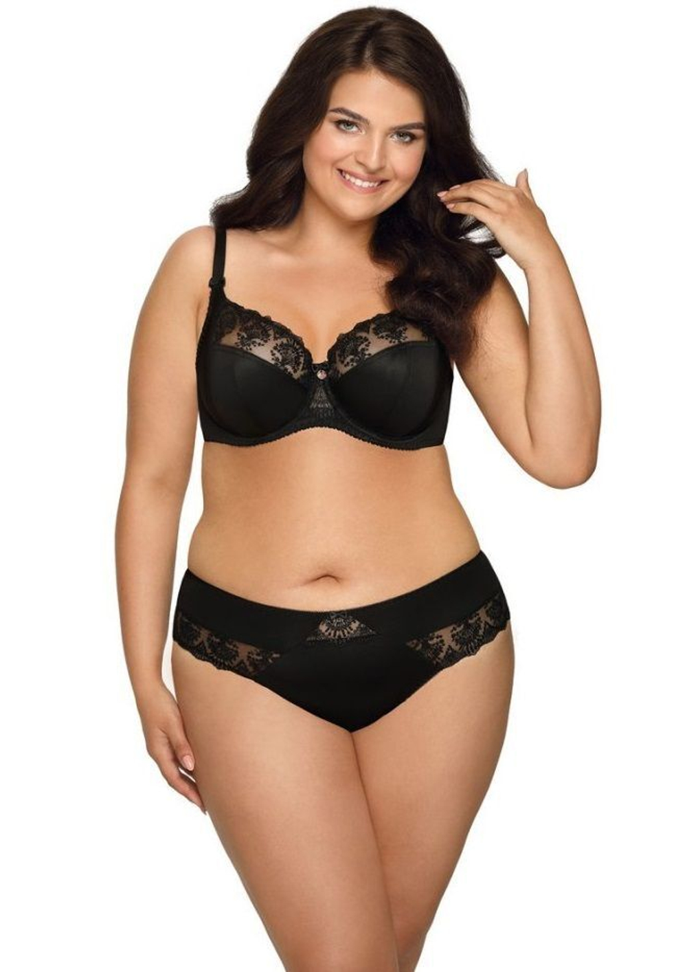 Бюстгальтер plus size на косточках с нежными кружевными элементами (Размер: 80K) (Цвет: белый)