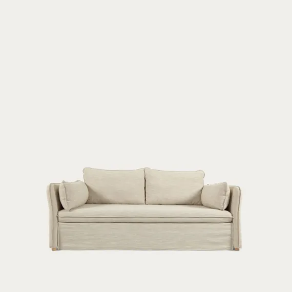 Диван-кровать Tanit белый с ножками из массива бука с натуральной отделкой 210 см