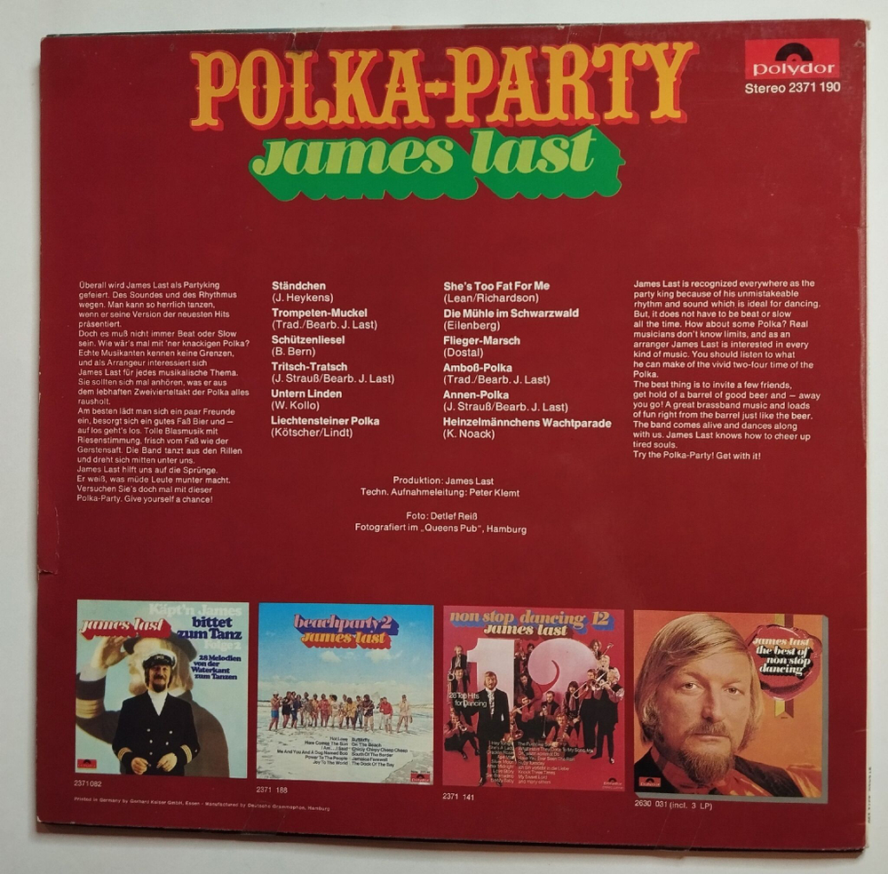 Винтажная виниловая пластинка LP James Last Polka Party (Germany 1971) (EX)