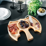 Деревянная менажница из кедра для подачи блюд и закусок с гравировкой "От военной науки крепнут разум и руки"