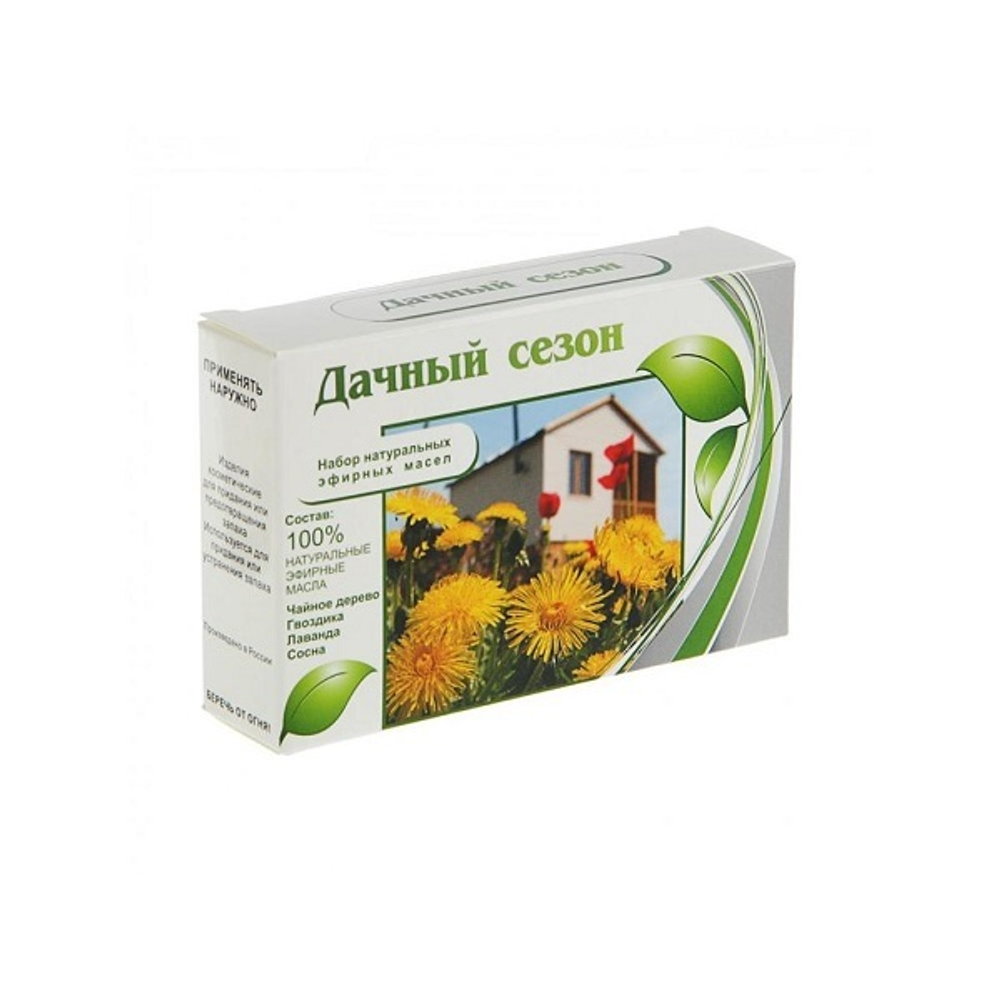 Набор эфирных масел Дачный сезон: Лаванда, Чайное дерево, Гвоздика, Сосна, 4x10 мл