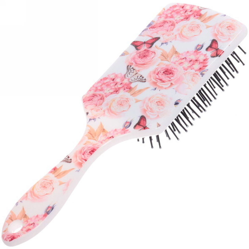 Расчёска массажная «Secret of beauty- Розы» 1 цвет, прямоуг., 23,5*7,5 см