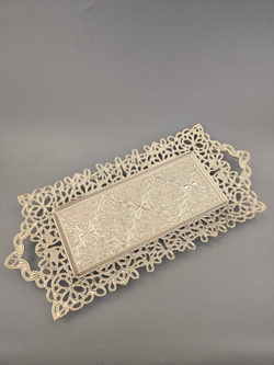 Поднос прямоугольный декоративный 40*20 "Хатидже" металлический /ACAR. Турция (серебристый)