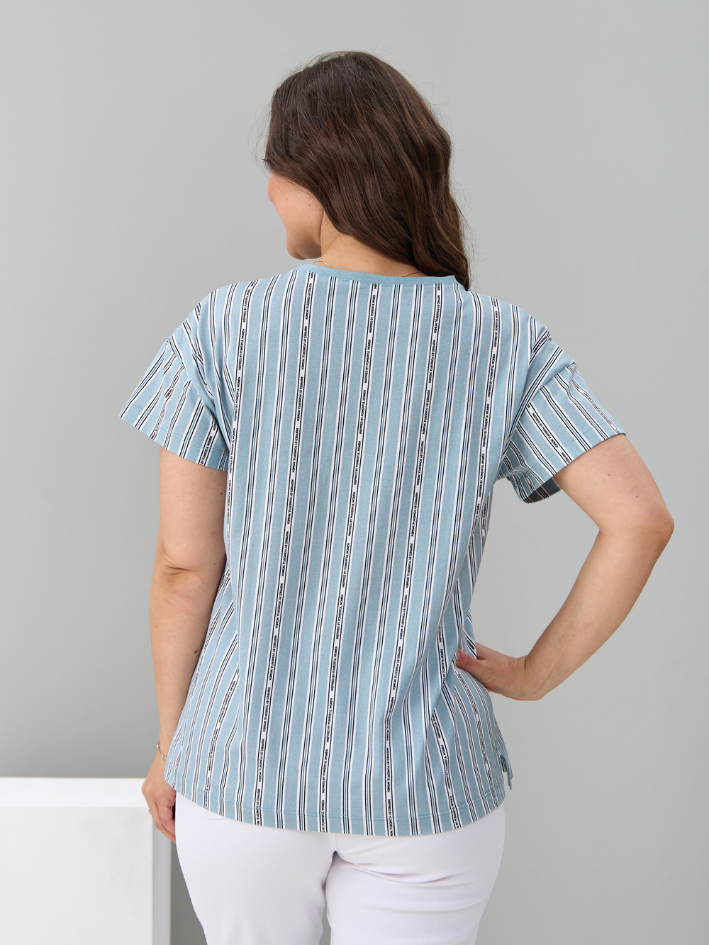 Футболка Фк-127/шалфей-полоскабуквы