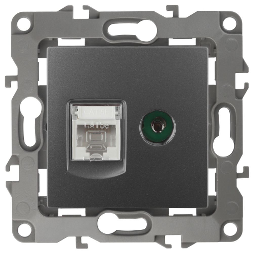Розетка ЭРА Серия 12 12-3110-12 комбинированная RJ45+TV IP20 графит