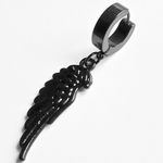 Серьга кольцо (1 шт.) "Крыло ворона" (32х11мм) для пирсинга уха. Медицинская сталь, титановое покрытие