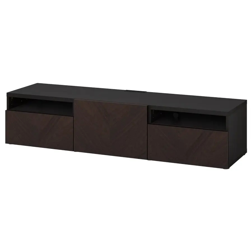 Тумба под ТВ с дверцами и ящиками - IKEA BESTÅ/BESTA/БЕСТО ИКЕА, 42х39х180 см, черный