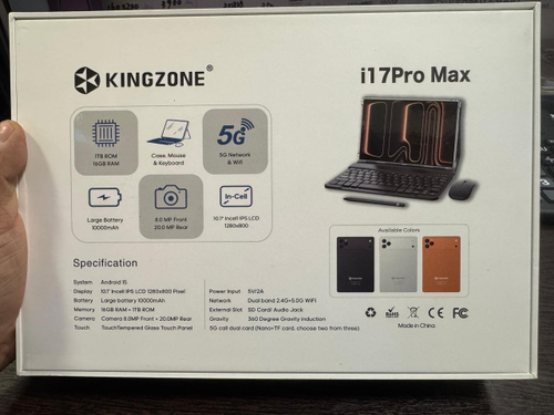Планшет KINGZONE i17 Pro Max 10.1" — Мощный игровой компьютер 2-в-1 с клавиатурой, мышью и поддержкой 5G (16GB RAM / 1TB ROM)