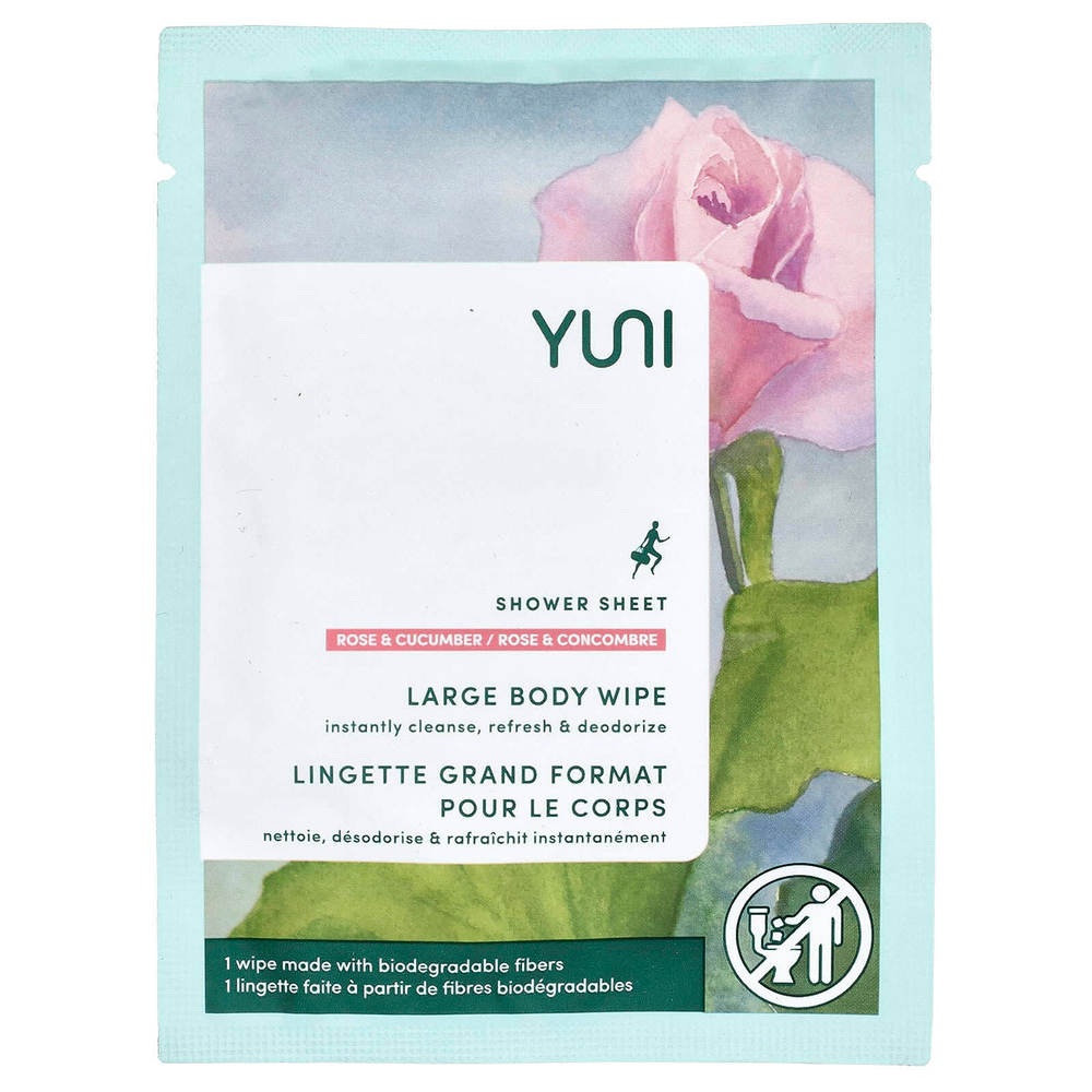 Yuni Beauty, влажная салфетка для тела, роза и огурец, 1 шт.