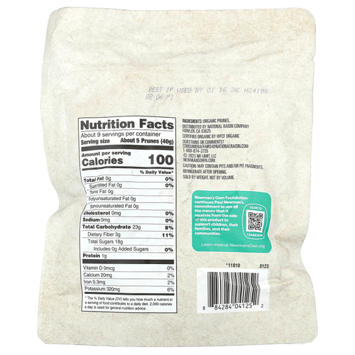 Newman's Own Organics, органический продукт, чернослив без косточек, 340 г (12 унций)