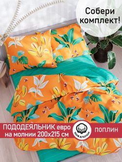 Пододеяльник поплин Сказка "Тропики/Тропики (компаньон)" евро на молнии 200x215 см