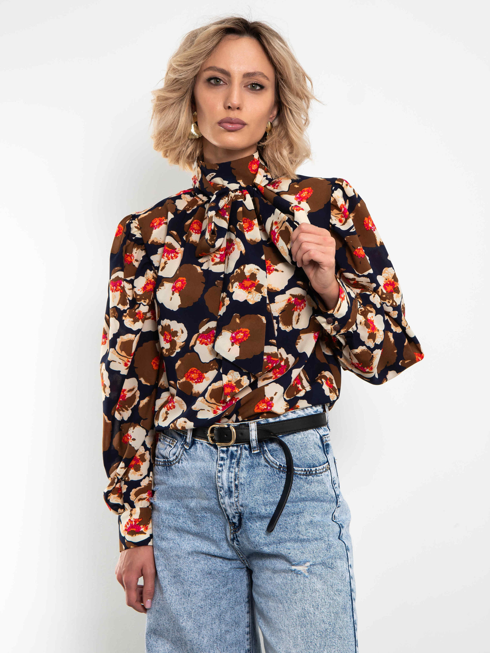 Блуза Кашне (синий/охра)