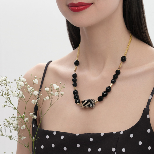 "Эстамп" колье в золотом покрытии из коллекции "Composition" от Jenavi с замком карабин