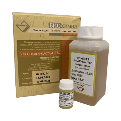 Набор для количественного определения содержания мочевой кислоты в сыворотке или плазме крови и моче человека ферментативным методом "МОЧЕВАЯ КИСЛОТА-UTS", 100 мл