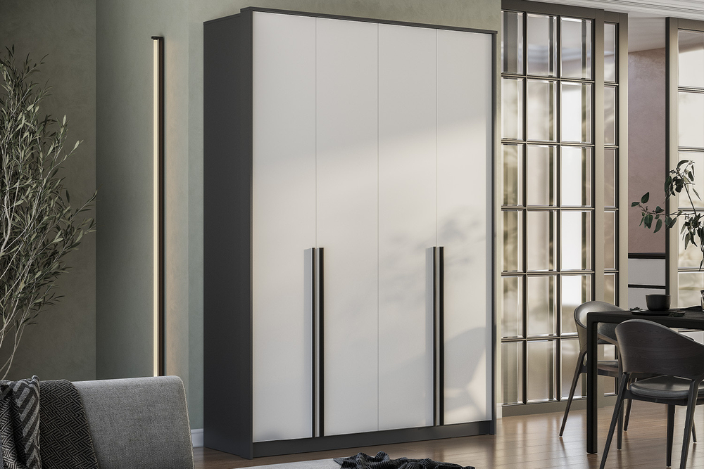 Шкаф четырехстворчатый Шарм ШК-15, Графит, Белый