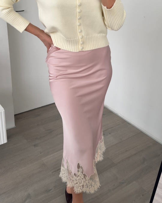 Юбка атласная с кружевом