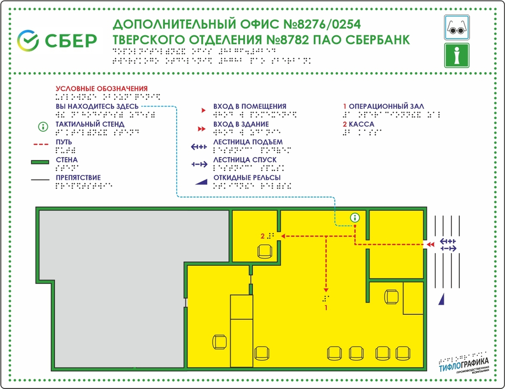 Тактильная мнемосхема ПВХ 470х610х5 мм. Стандартная