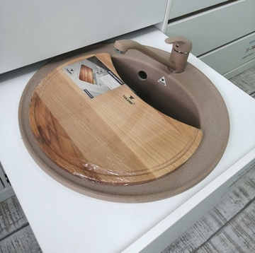 Мойка TOLERO R-108 темно-бежевый №823С, смеситель НИЗКИЙ КРАН ЭКО темно-бежевый