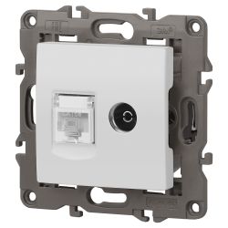 Розетка ЭРА Elegance 14-3110-01М RJ45+TV, белый матовый